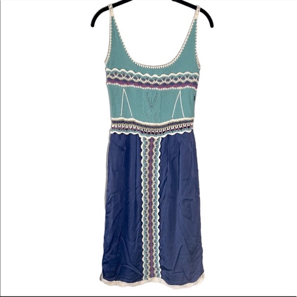 Nicole Miller Dresses & Skirts - Nicole Miller Boho Open Crochet Silk Slip Dress
